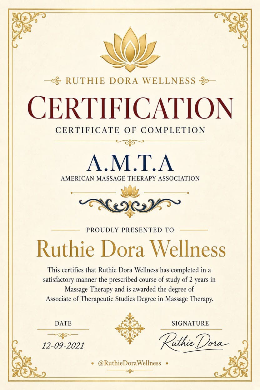 Ruthie Dora Wellness certificate artwork